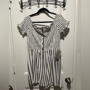 Black and white striped romper